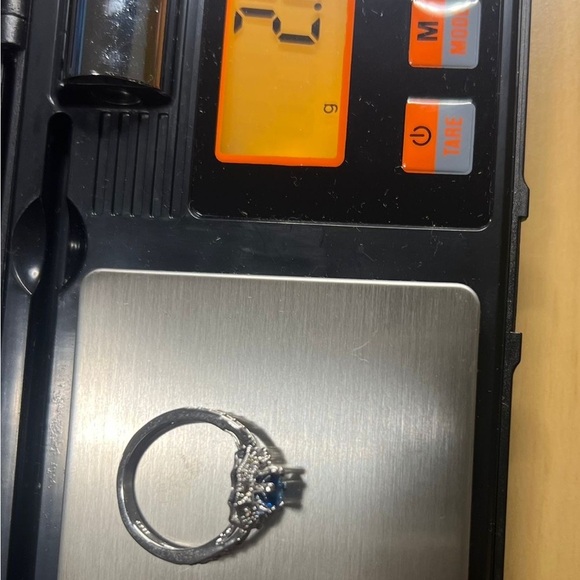 Elegant Silver Ring with White and Blue Zircons - Picture 3 of 3